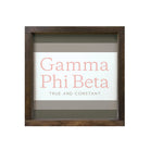Gamma Phi Beta 12x12 Wood Framed Sign - Traditional Stripes Walnut Stain Wall Art & Signs