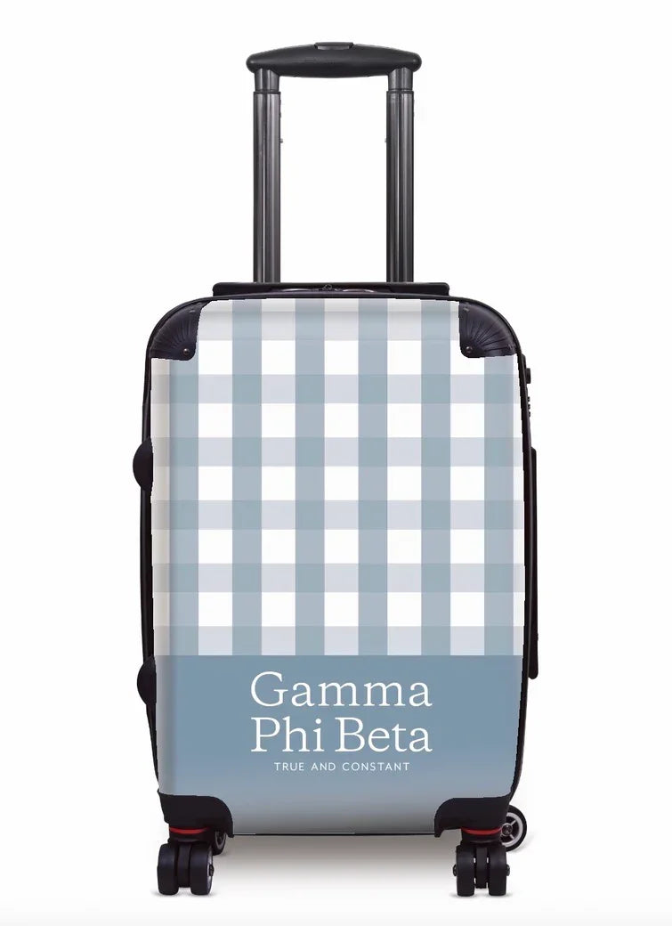 Gamma Phi Beta Carry-on Suitcase -Gingham Blue Moon
