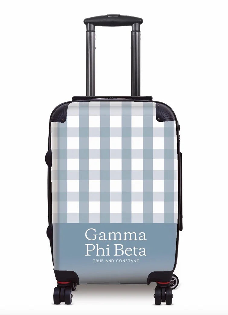 Gamma Phi Beta Carry-on Suitcase -Gingham Blue Moon