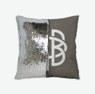 Gamma Phi Beta Sequin Pillow Cover Greek Letters Brownstone Silver