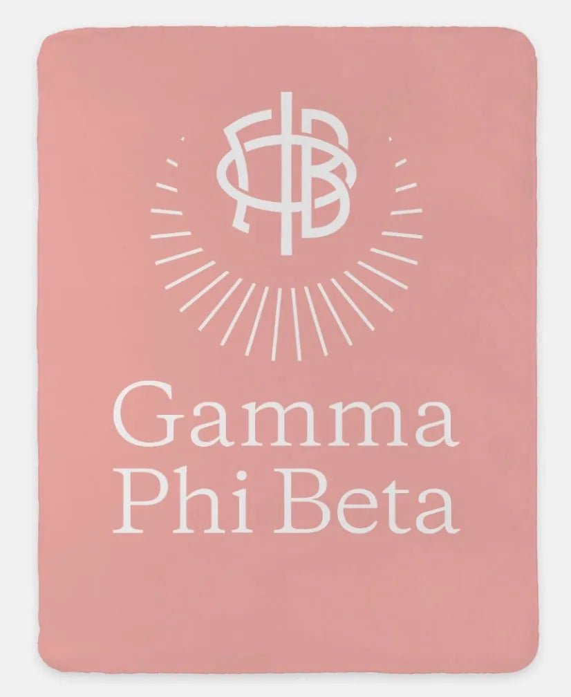 Gamma Phi Beta XL 60x80 Traditional Sherpa Throw Blanket Blush