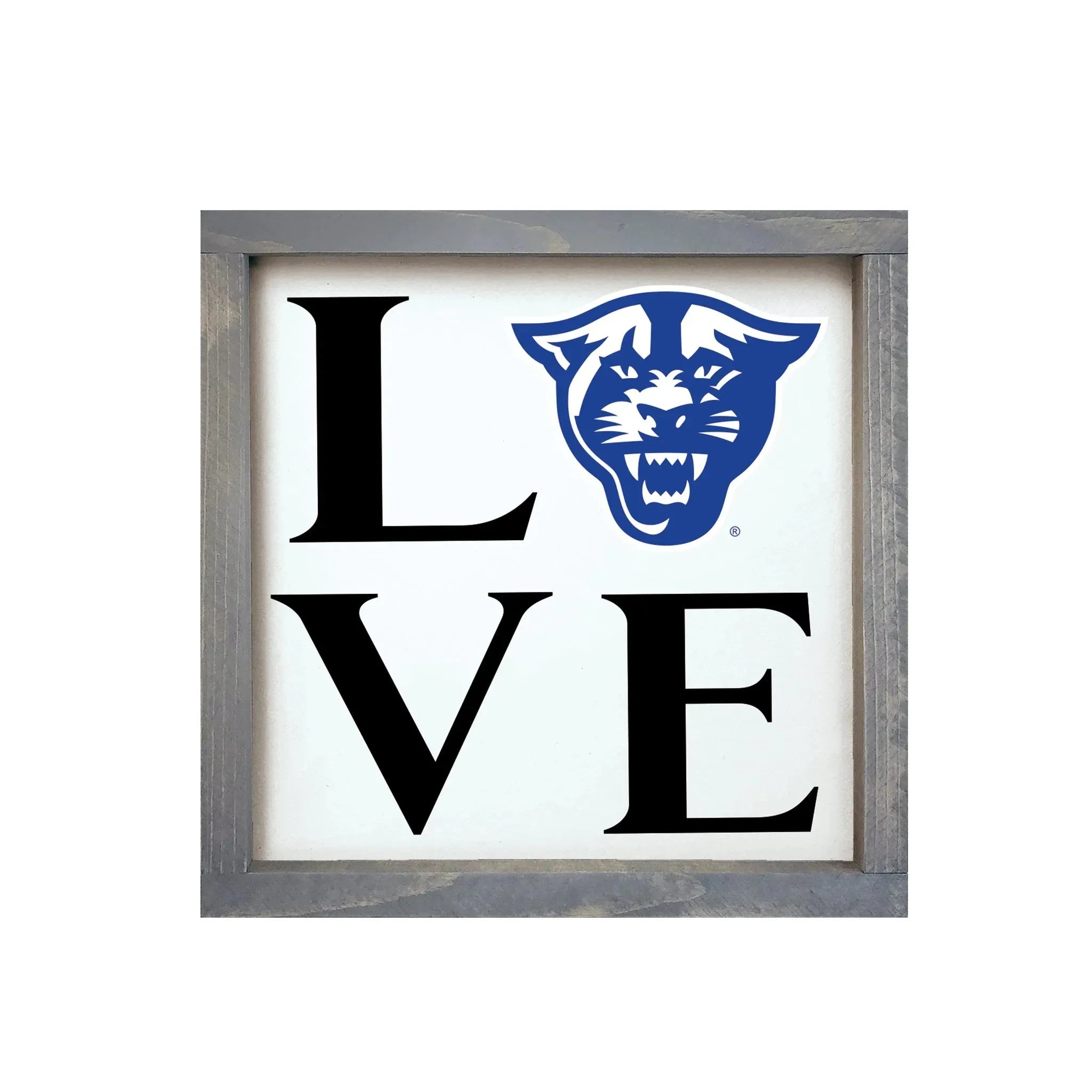 Georgia State University 12x12 Wood Framed Sign - "LOVE" Weathered Gray Wall Art & Signs