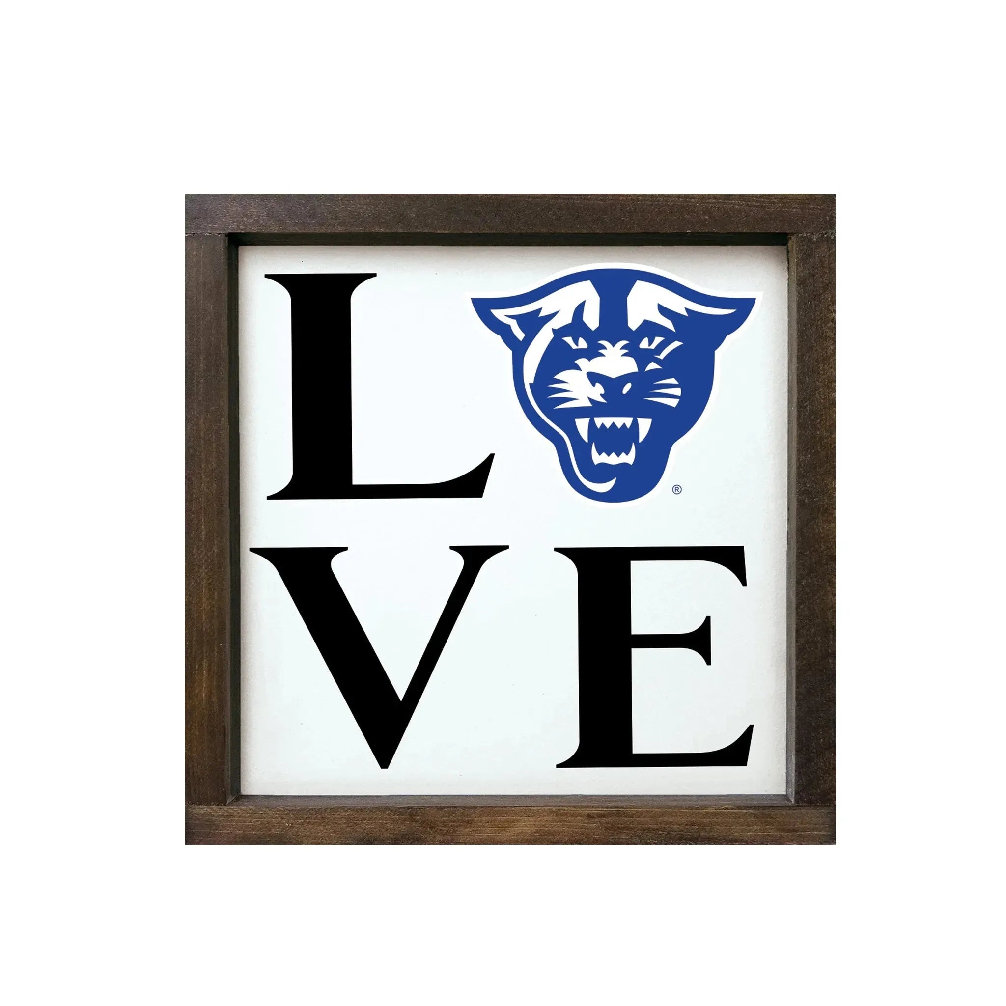 Georgia State University 12x12 Wood Framed Sign - "LOVE" Walnut Stain Wall Art & Signs