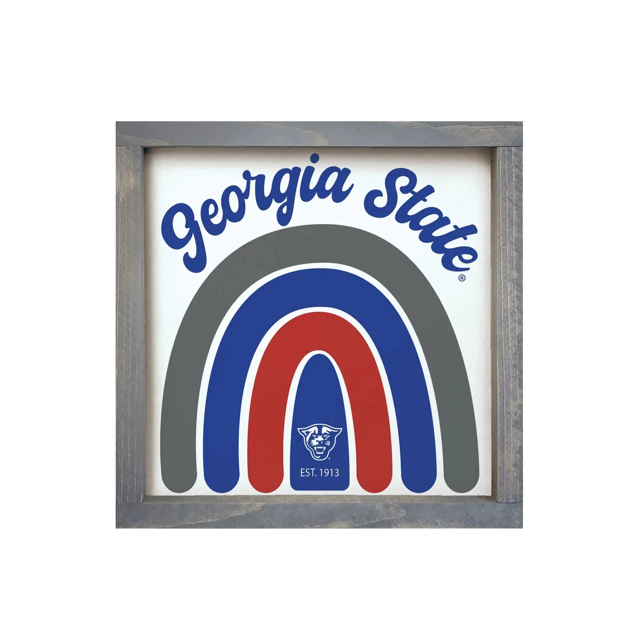 Georgia State 12x12 Wood Framed Sign - Rainbow Weathered Gray Wall Art & Signs