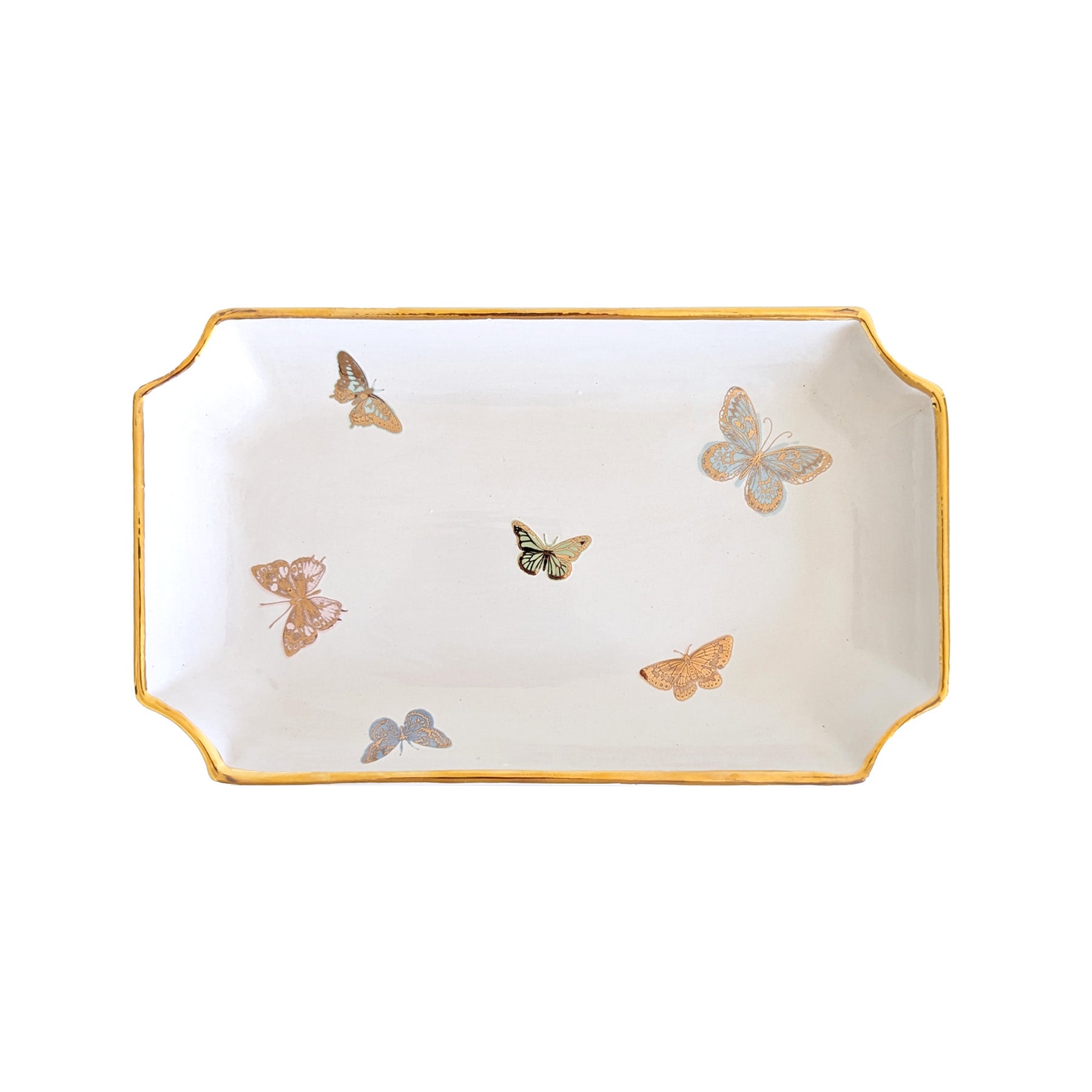 Whimsical Gilded Butterflies Trays with Gold Accent | Dorm Accessories