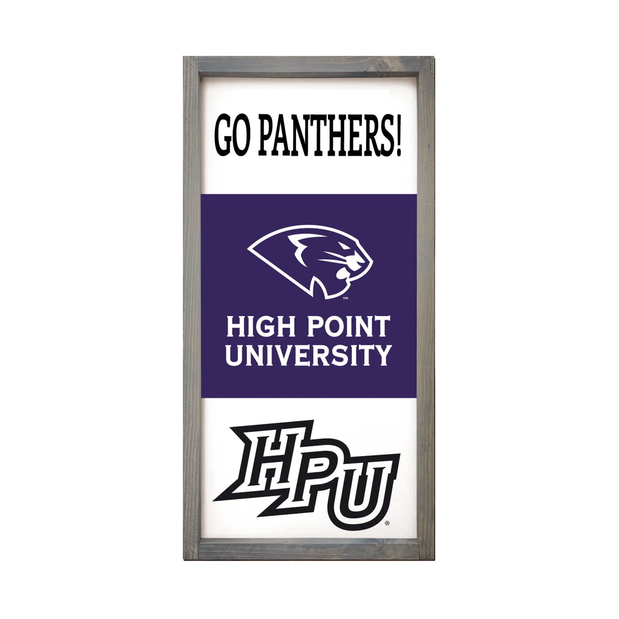 High Point University Large 12x24 Wood Framed Sign "Go Panthers!"