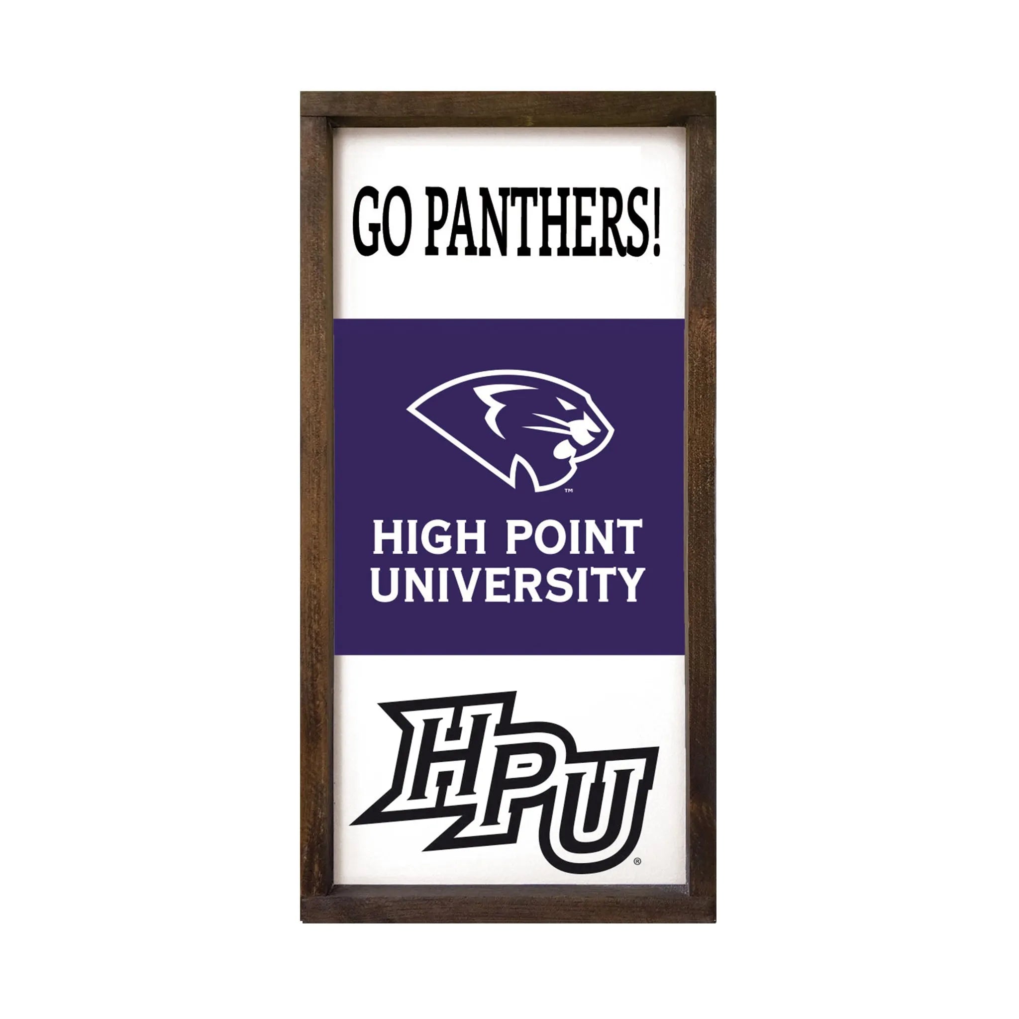 High Point University Large 12x24 Wood Framed Sign "Go Panthers!"