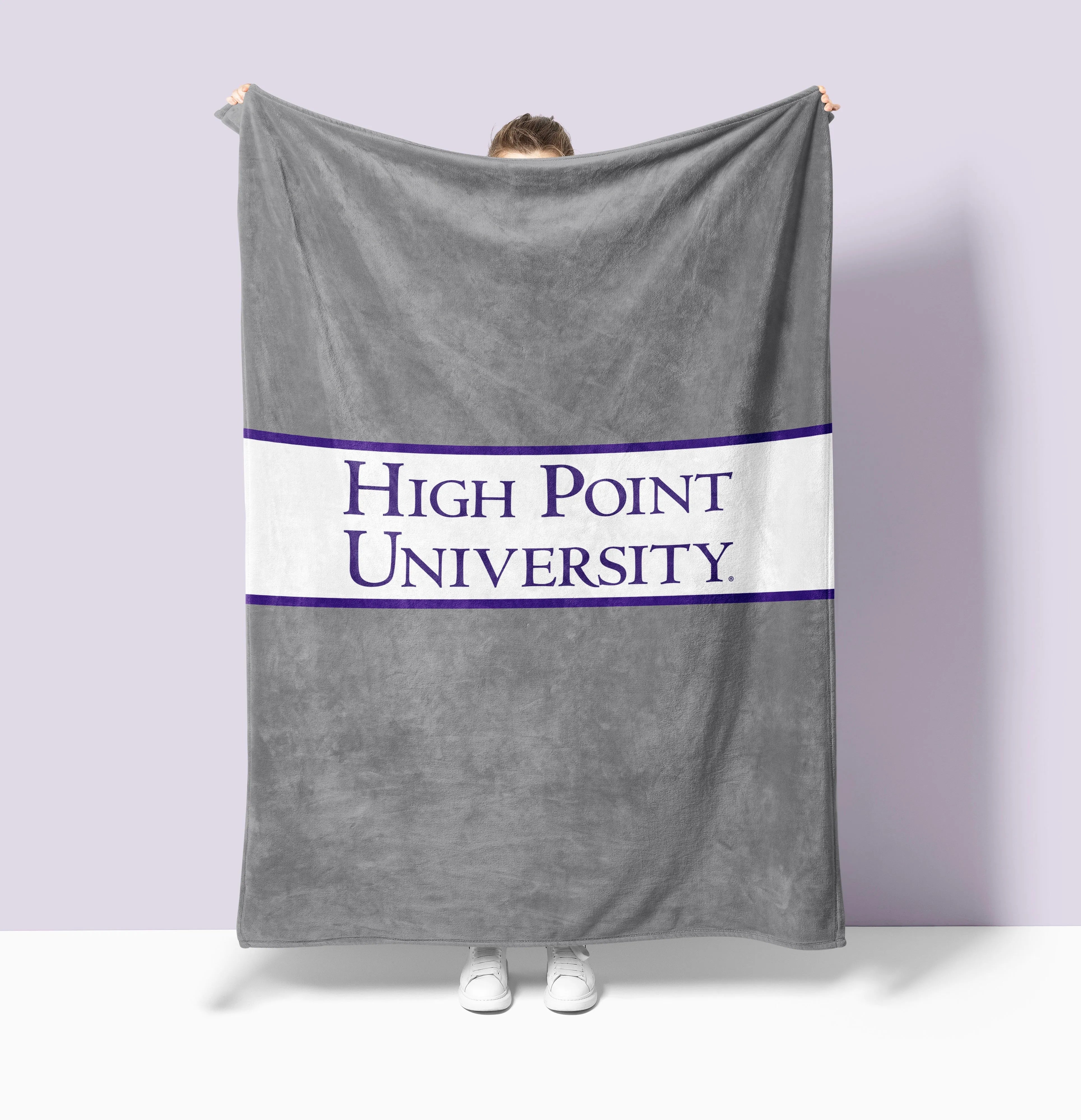 High Point University Blanket - Traditional Gray Band 60"x80" | Custom Gifts | I Official Merchandise | Festive Fit Home