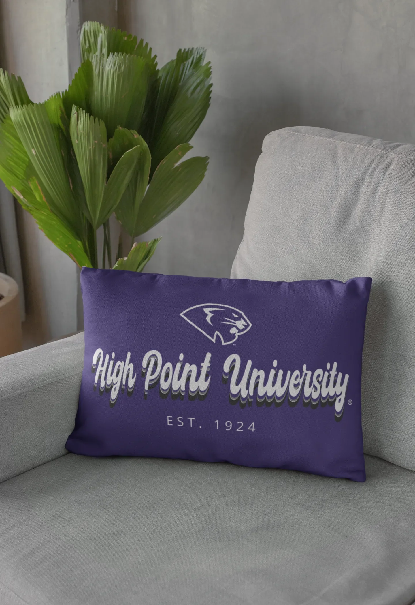 High Point University Lumbar Throw Pillow - Retro Layered Letters | Gifts and Decor | Festive Fit Home