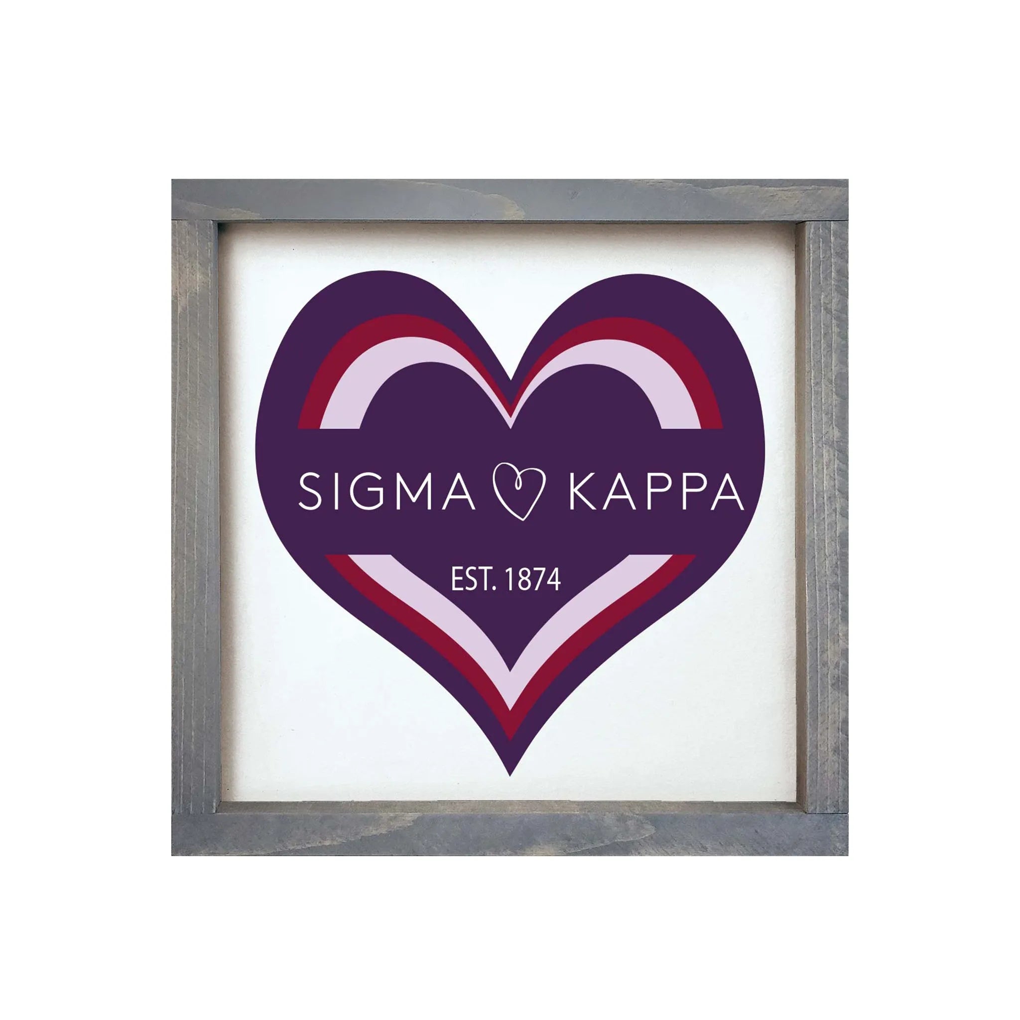 Sigma Kappa 12x12 Heart Wood Framed Sign