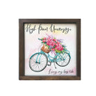 High Point University 12x12 Wood Framed Sign - Floral Bike | HPU Decor | Campus Greek Fit