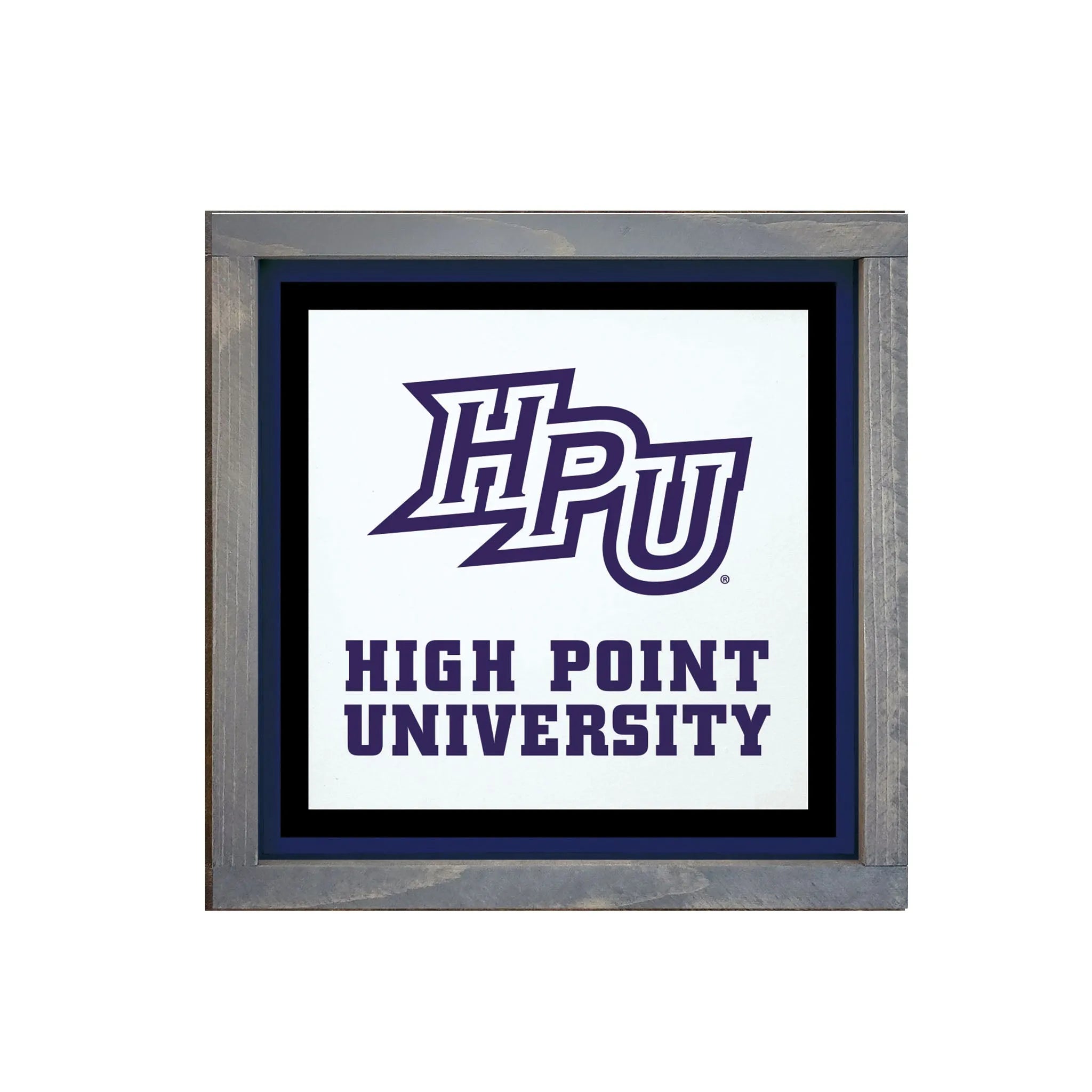 HPU High Point University 12x12 Wood Framed Sign Purple