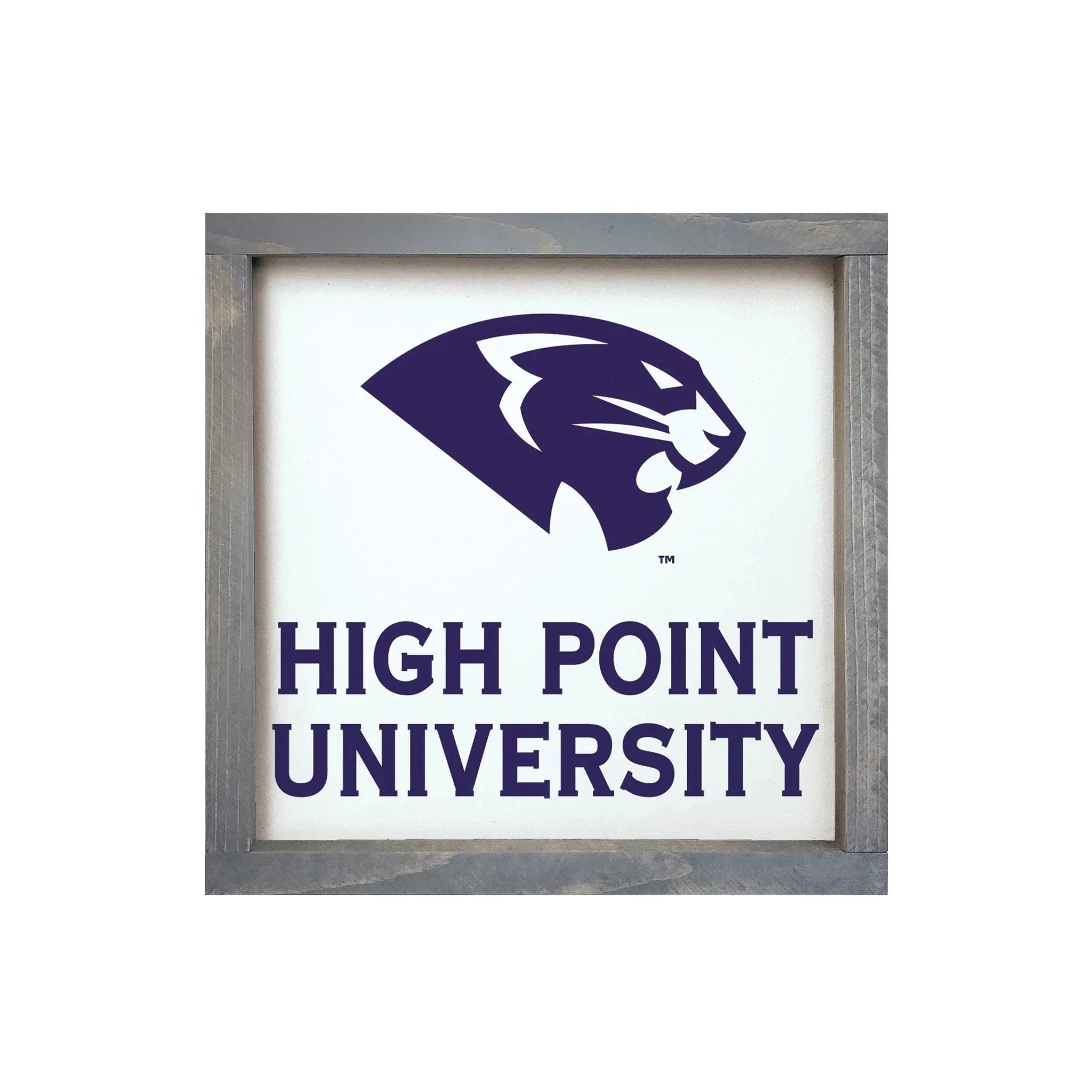 High Point University 12x12 Wood Framed Sign - Panther Weathered Gray Wall Art & Signs