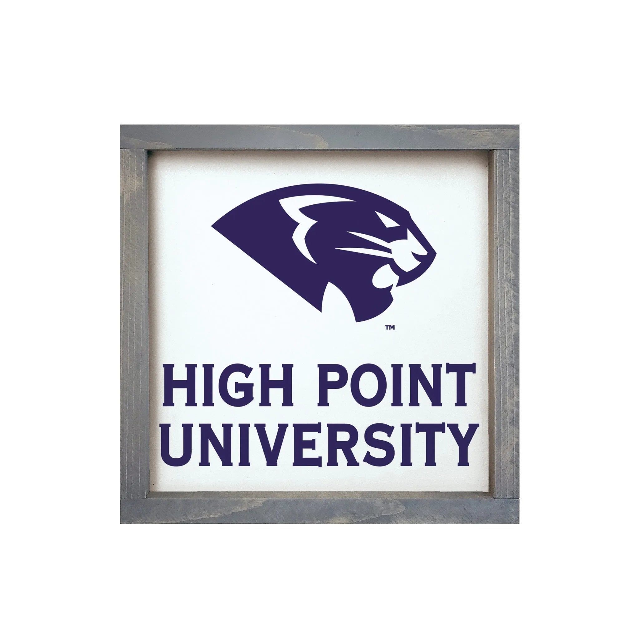 High Point University 12x12 Wood Framed Sign - Panther | HPU Gifts | Campus Greek Fit