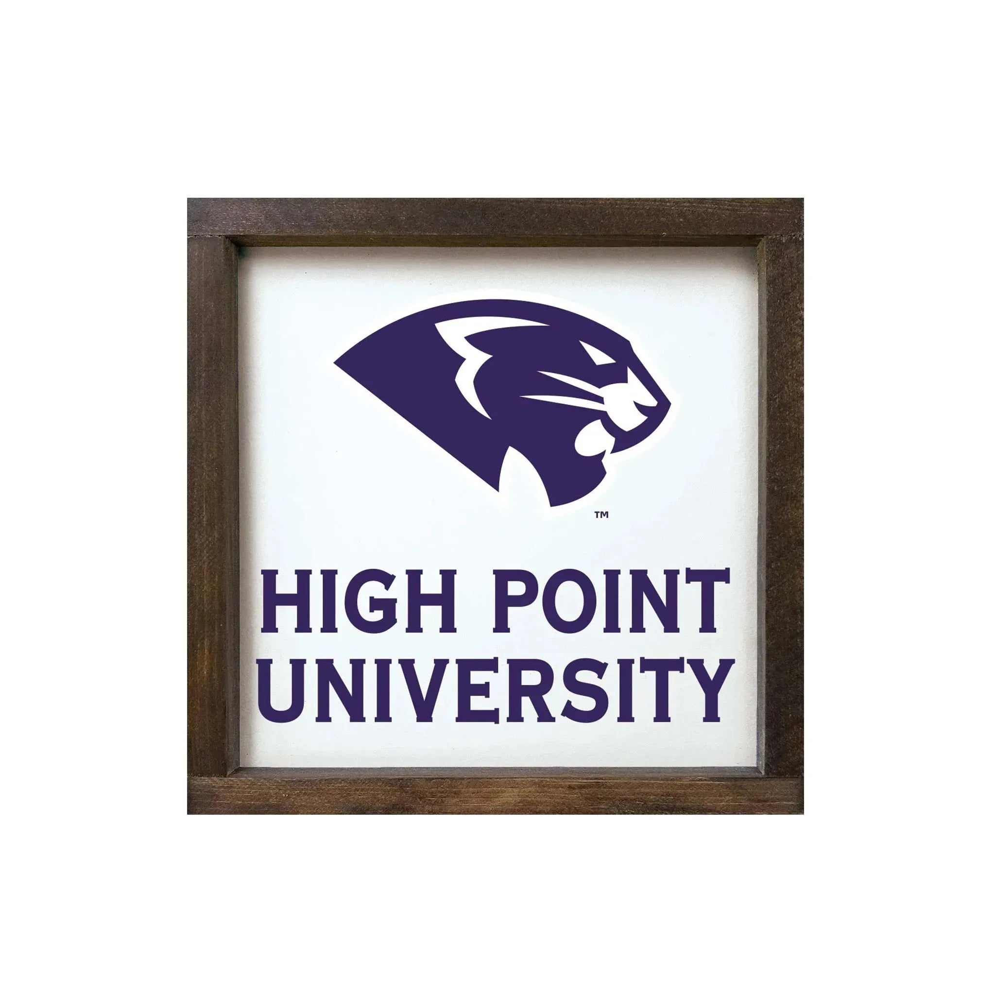 High Point University 12x12 Wood Framed Sign - Panther Walnut Stain Wall Art & Signs
