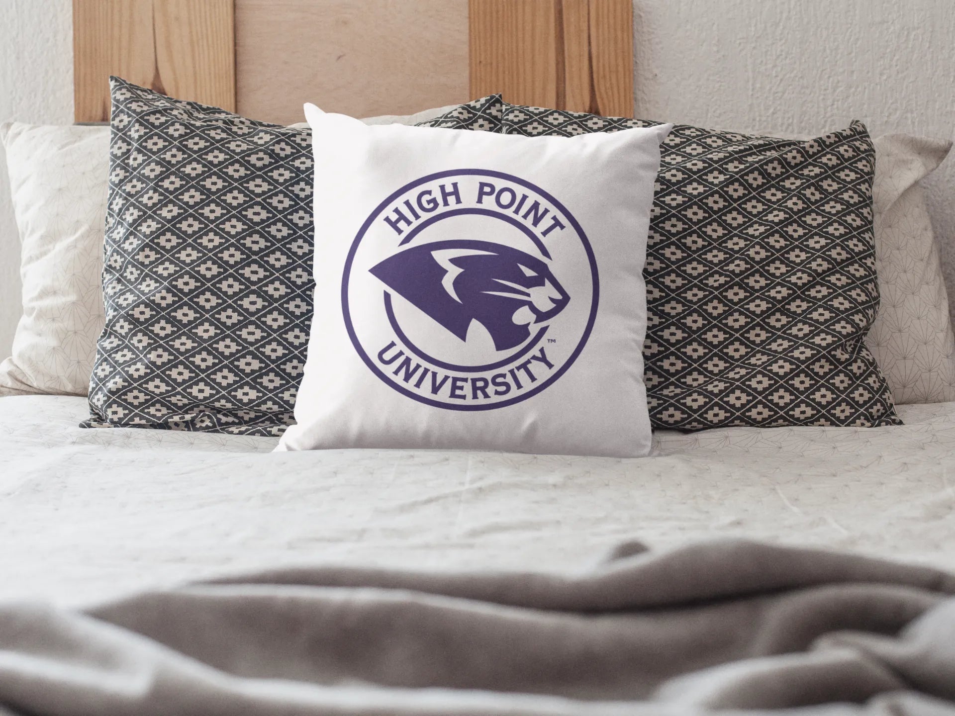 High Point University Panther Seal Pillow Cover 18" - HPU Dorm Decor