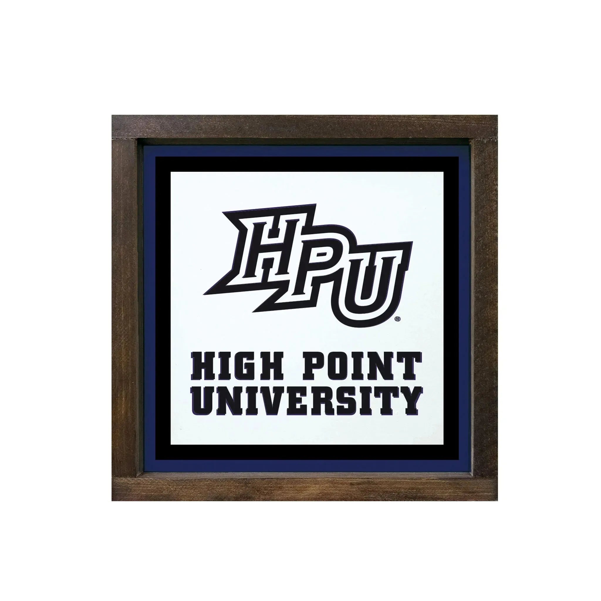 HPU High Point University 12x12 Wood Framed Sign - Black Walnut Stain Wall Art & Signs