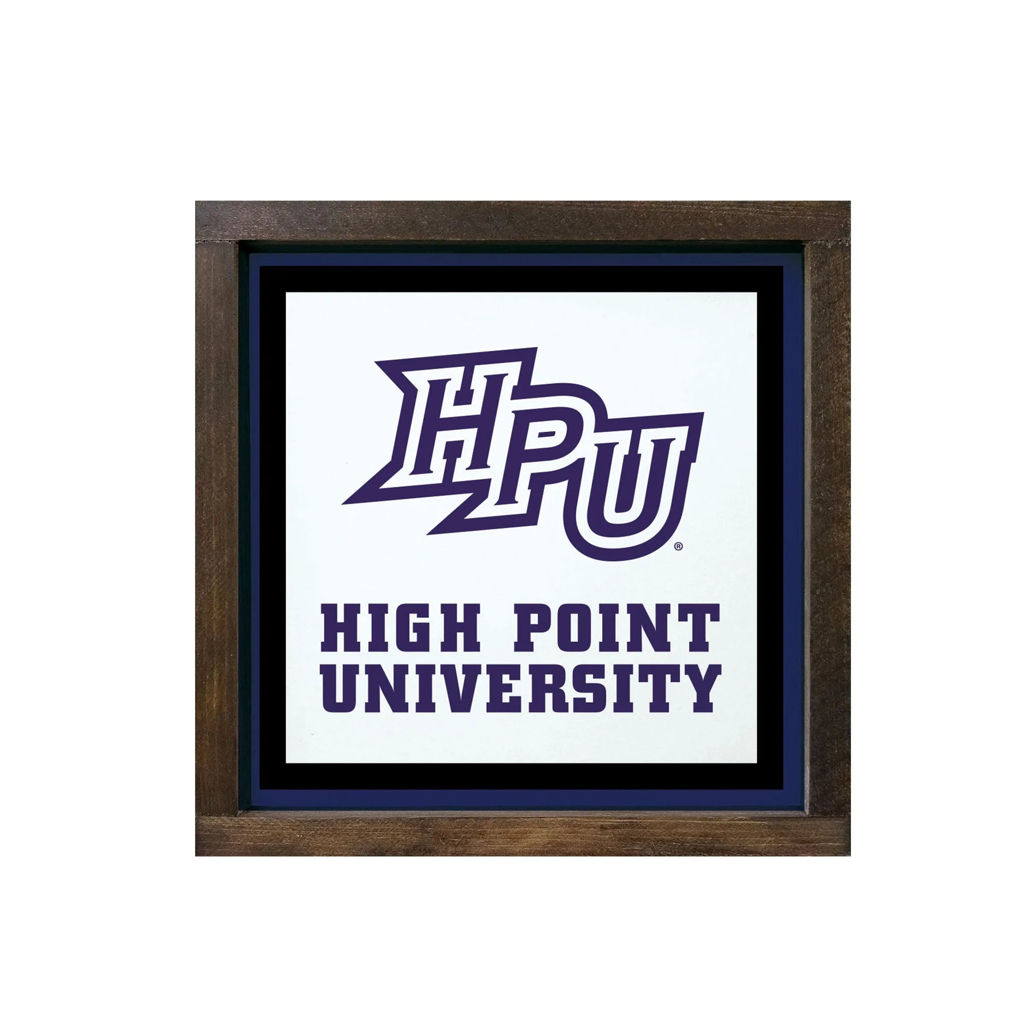 HPU High Point University 12x12 Wood Framed Sign Purple