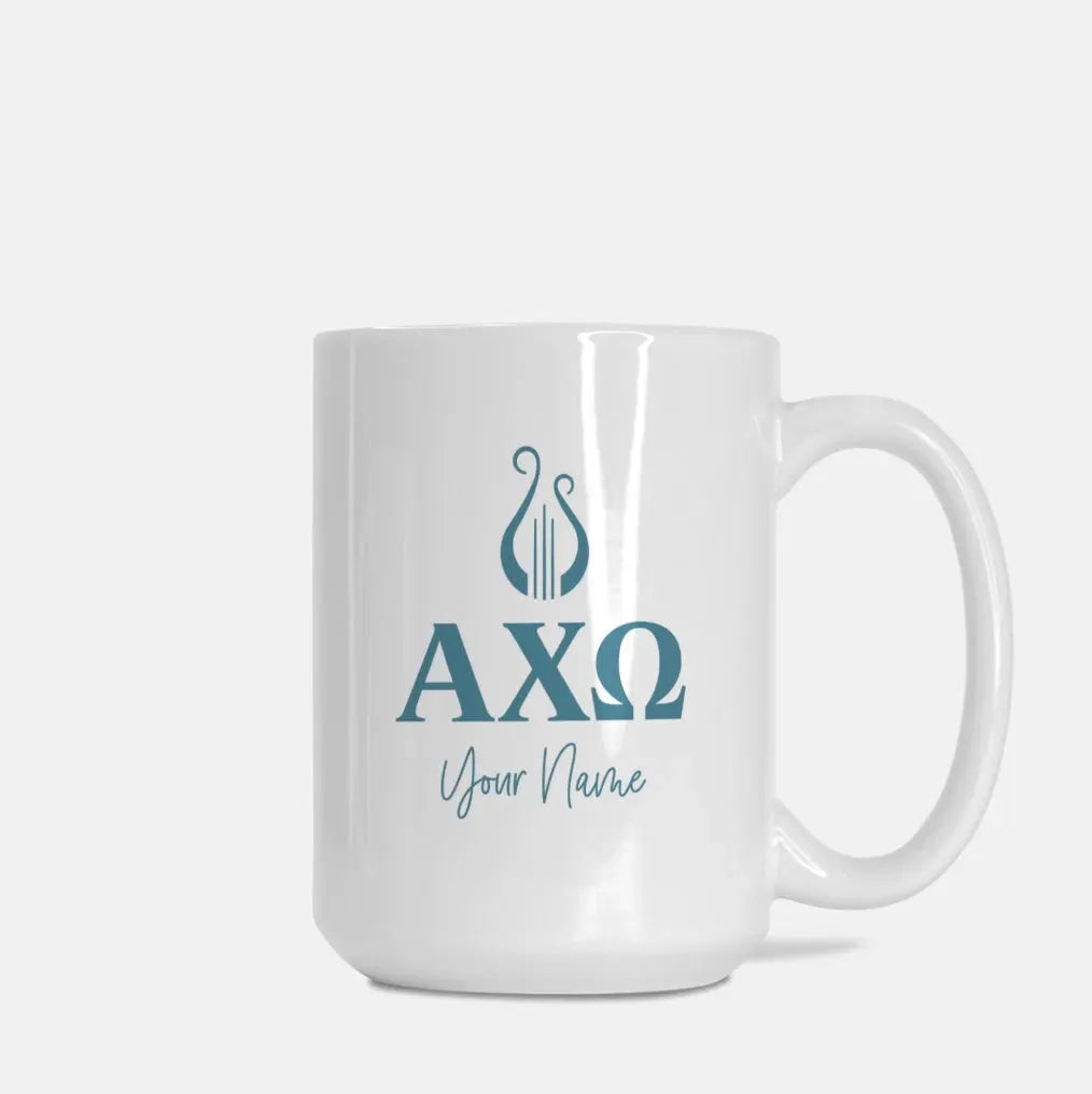 Alpha Chi Omega Personalized Mug Deluxe 15 oz. - Greek Letters Vega Drinkware