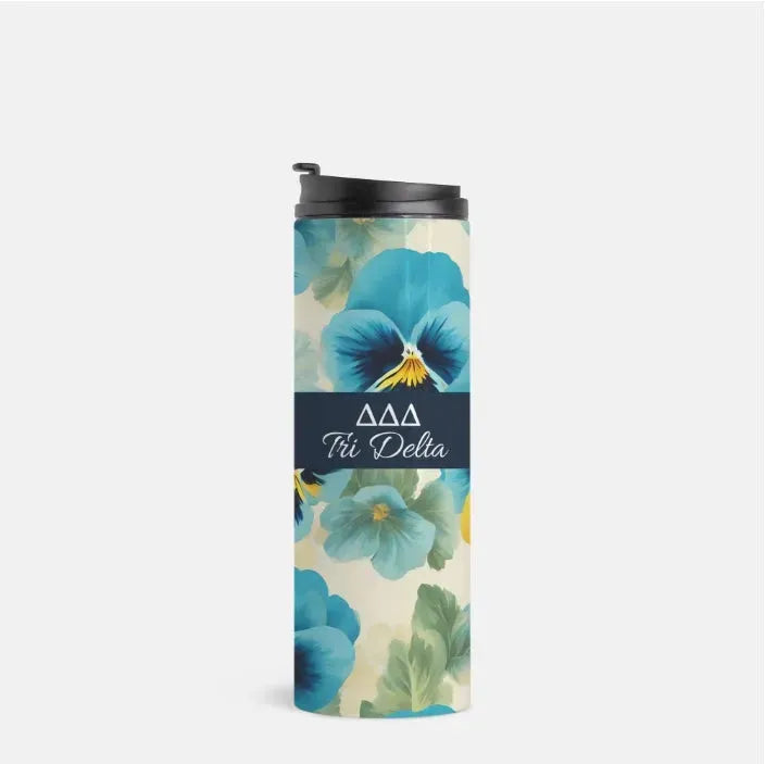 Tri Delta Thermal Tumbler 16 oz. - Bold Pansies Drinkware