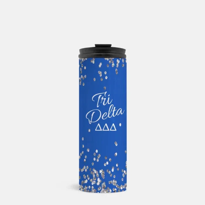 Tri Delta Thermal Tumbler - Glitter Blue Drinkware