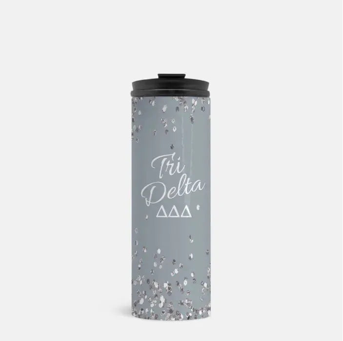 Tri Delta Thermal Tumbler - Glitter Silver Drinkware