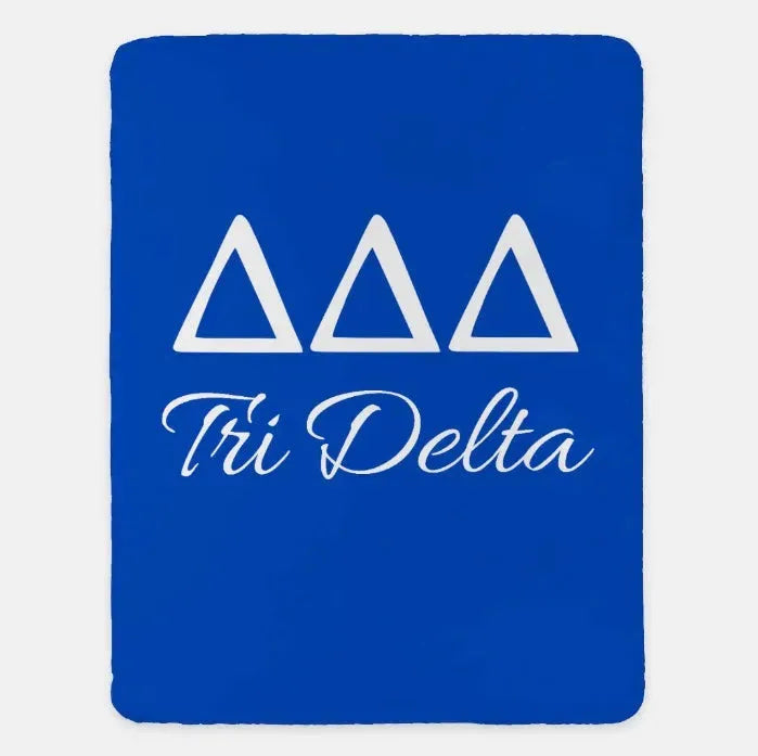Tri Delta XL 60x80 Sherpa Blanket Blue Throw Blankets