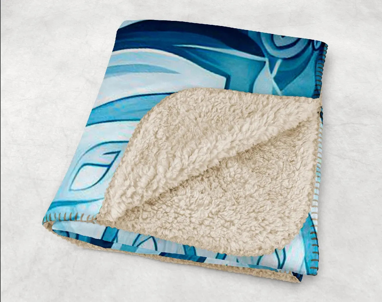 Tri Delta XL 60x80 Sherpa Blanket - Blue Mandala Throw Blankets