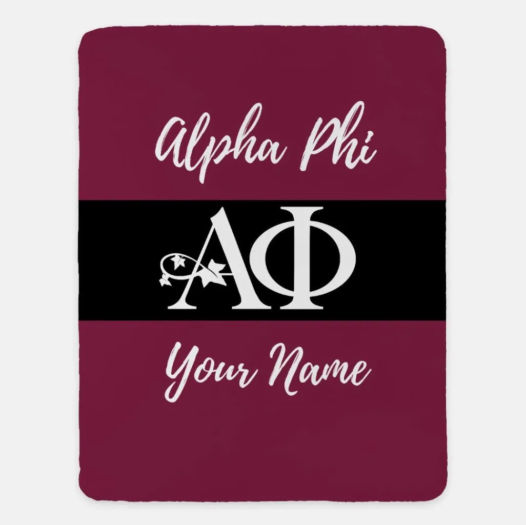 Personalized Alpha Phi Sherpa Blanket - Greek Letters 60"x80" | Gifts