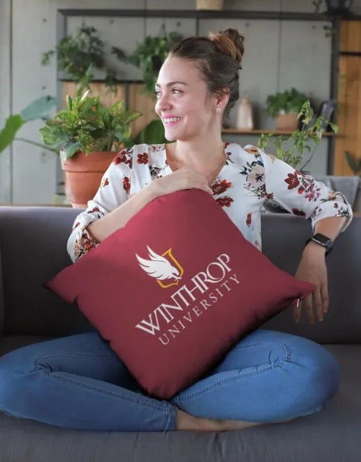 Winthrop Garnet Traditional Logo Throw Pillow Cover -18" | Gifts and Dorm Decor | Festive Fit Home