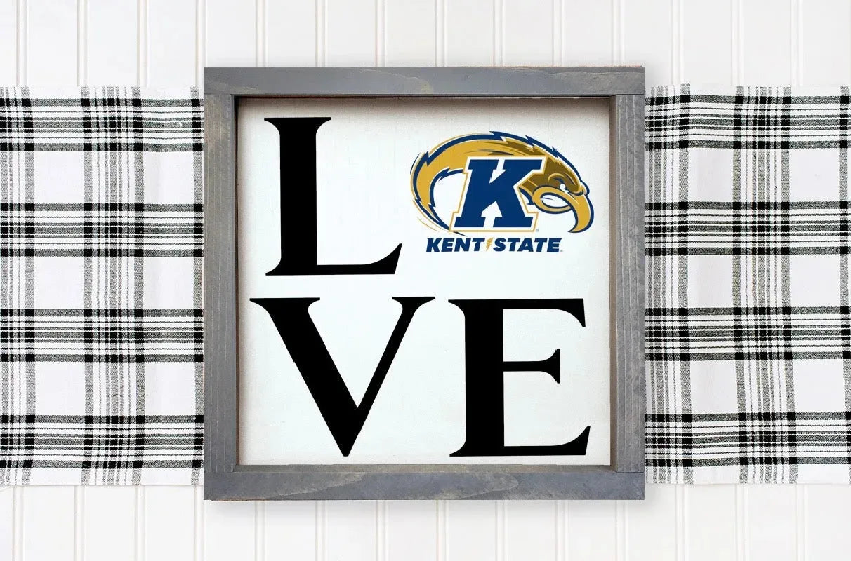 Kent State University 12x12 Wood Framed Sign - LOVE Wall Art & Signs