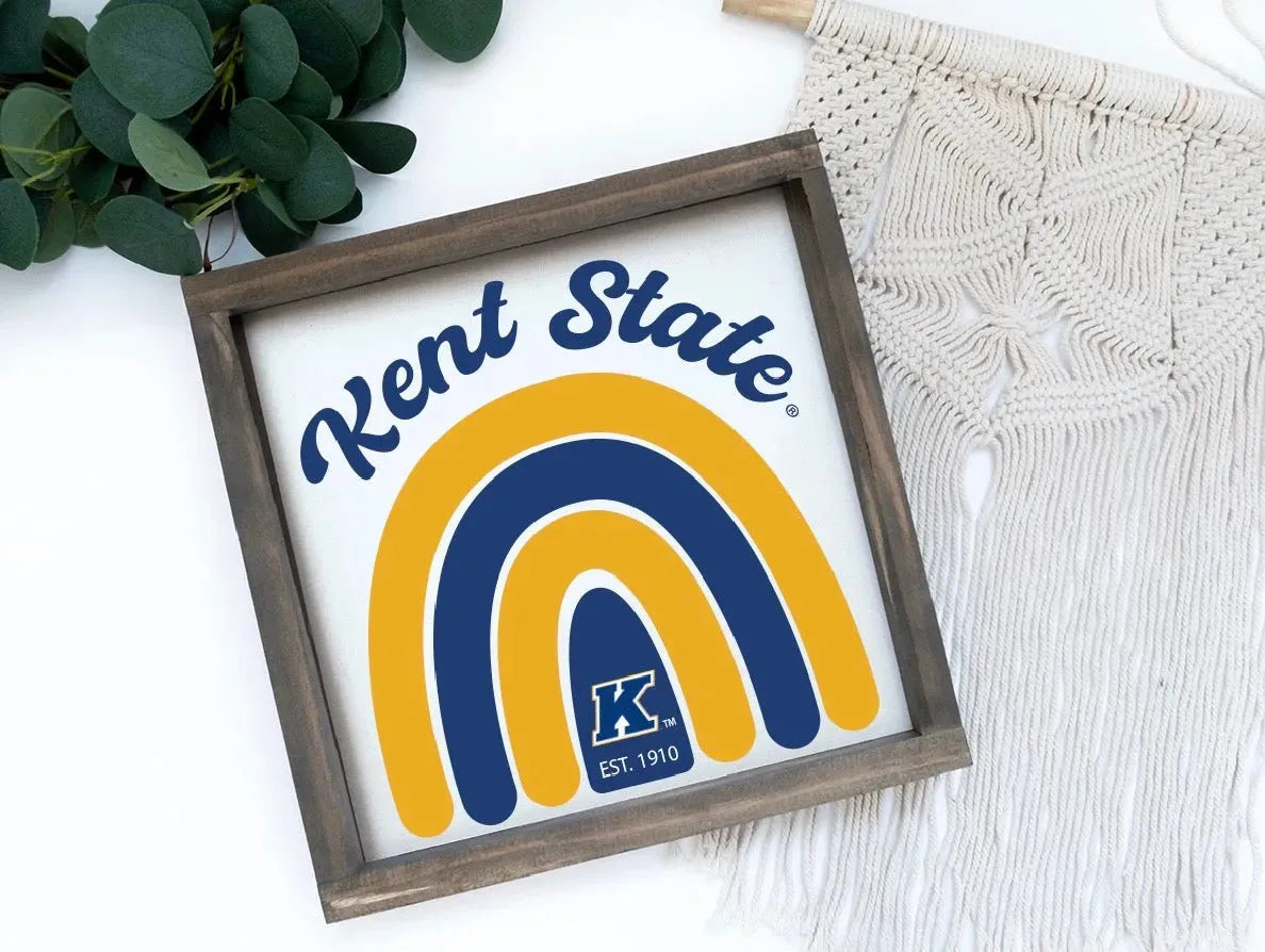 Kent State 12x12 Wood Framed Sign - Rainbow Wall Art & Signs