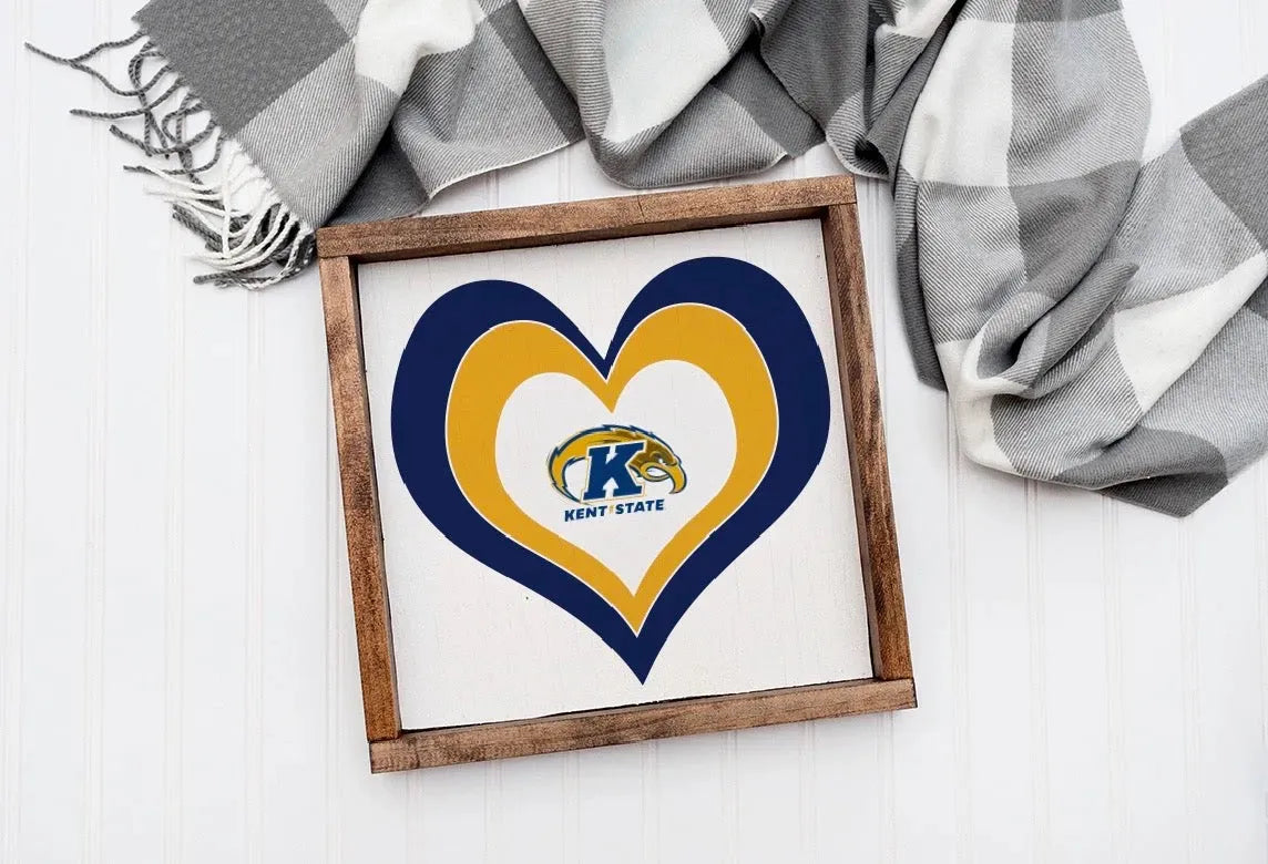 Kent State University 12x12 Wood Framed Sign - Heart Wall Art & Signs