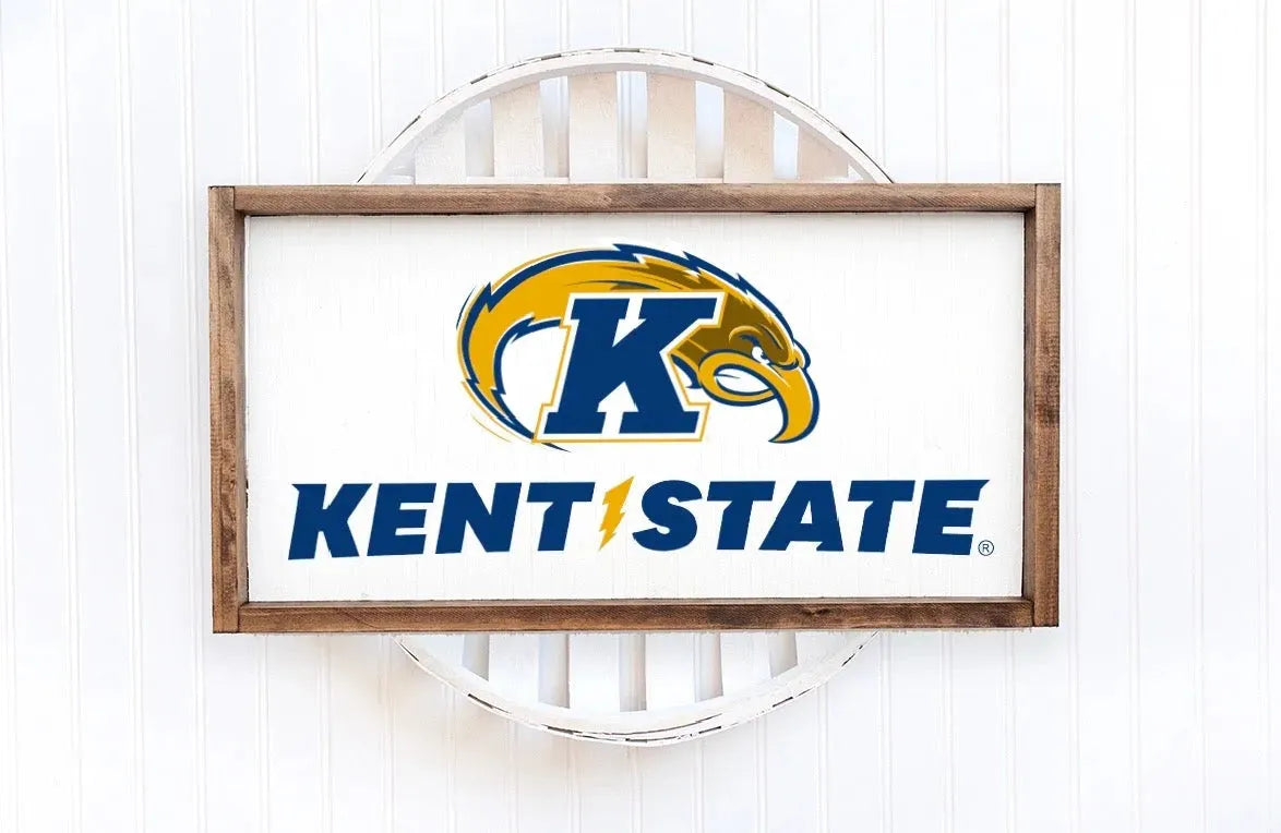 Kent State University Large 12x24 Wood Framed Sign - Golden Flashes Wall Art & Signs