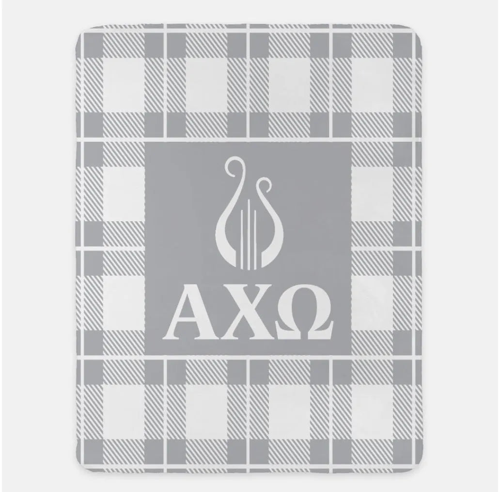 Alpha Chi Omega XL 60x80 Sherpa Blanket - Plaid | Custom AXO Decor