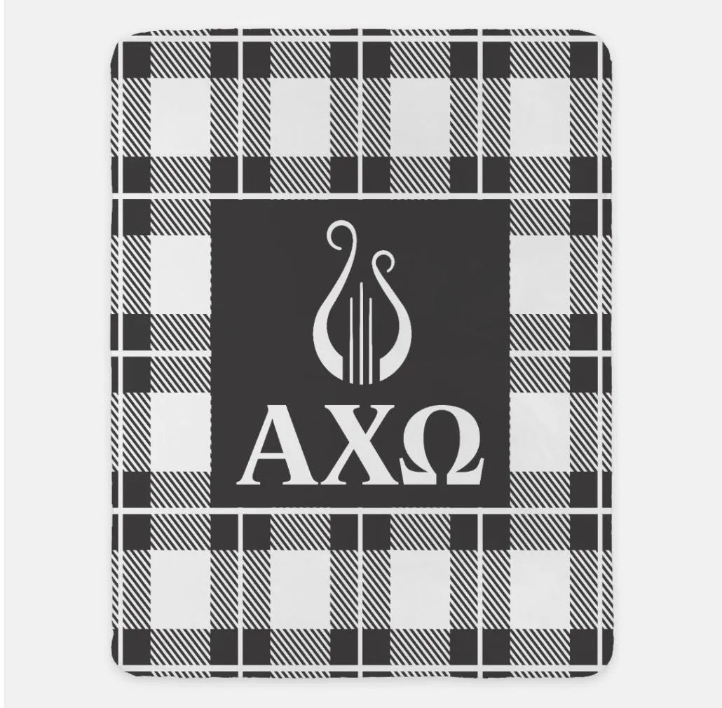 Alpha Chi Omega XL 60x80 Sherpa Blanket - Plaid | Custom AXO Decor