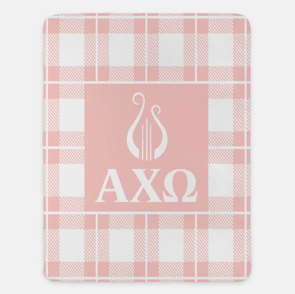 Alpha Chi Omega XL 60x80 Sherpa Blanket - Plaid | Custom AXO Decor