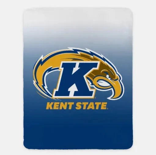 Kent State Blanket XL 60x80 Sherpa Throw Blanket Blue Gradient Throw Blankets
