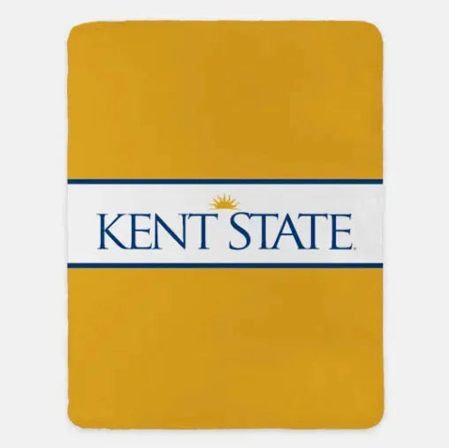 Kent State XL 60x80 Blanket -Traditional Center Band Gold Throw Blankets