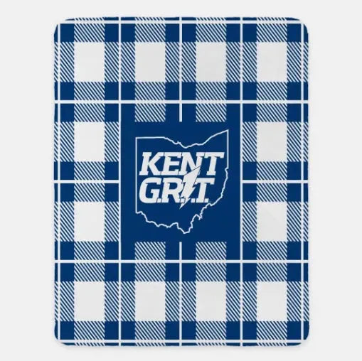 Kent Grit XL 60x80 Plaid Sherpa Throw Blanket - Kent Grit Blue Throw Blankets