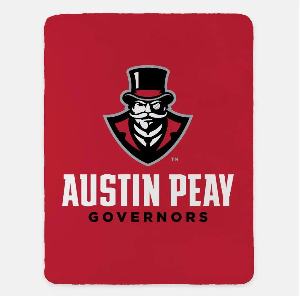 Austin Peay State University XL 60x80 Traditional Throw Blanket Red Full Color Throw Blankets