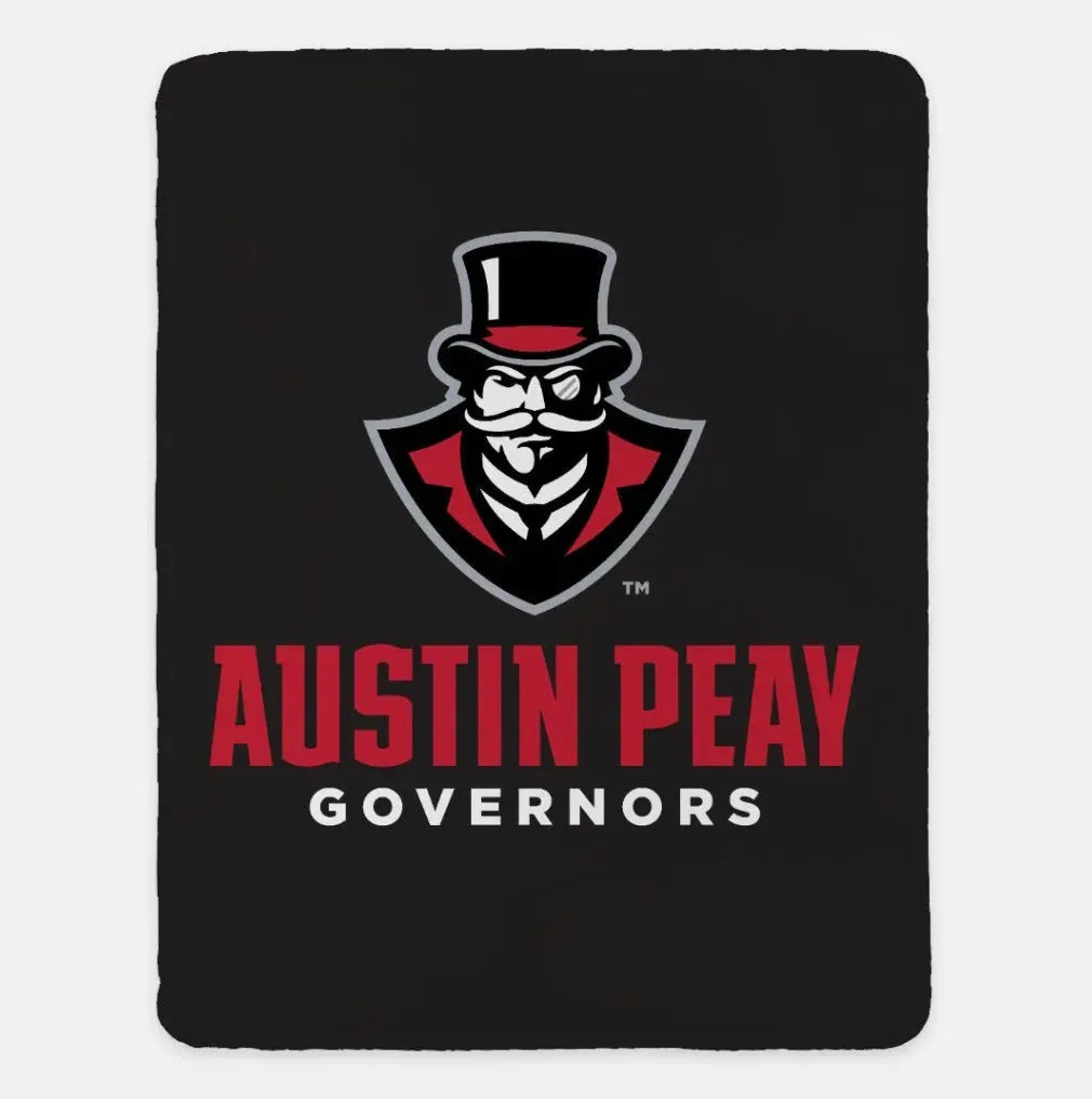 Austin Peay State University XL 60x80 Traditional Throw Blanket Black Full Color Throw Blankets
