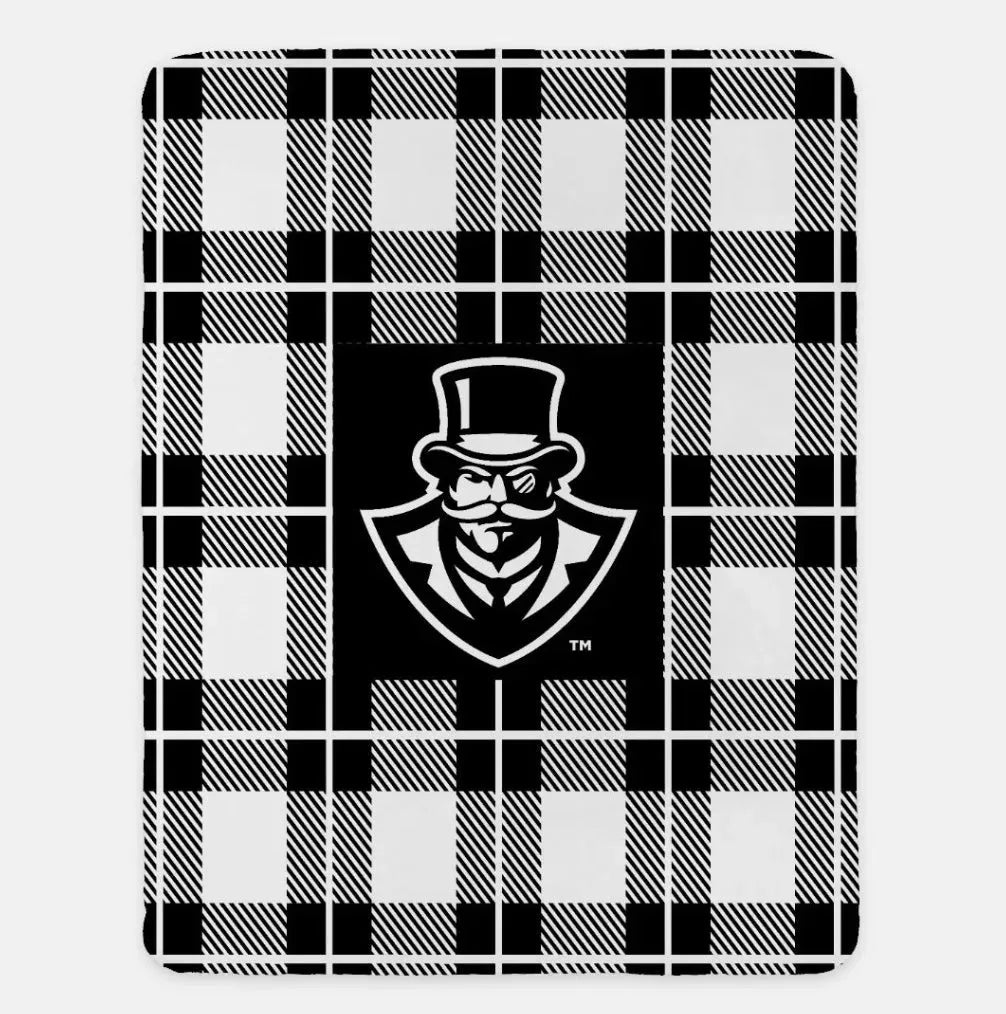 Austin Peay State University XL 60x80 Plaid Throw Blanket Black Throw Blankets