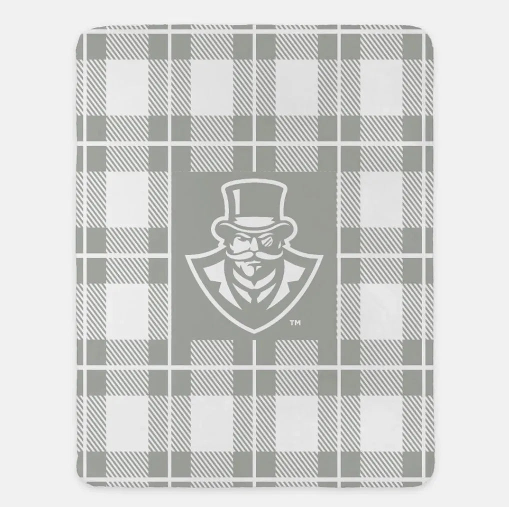 Austin Peay State University XL 60x80 Plaid Throw Blanket Silver Throw Blankets
