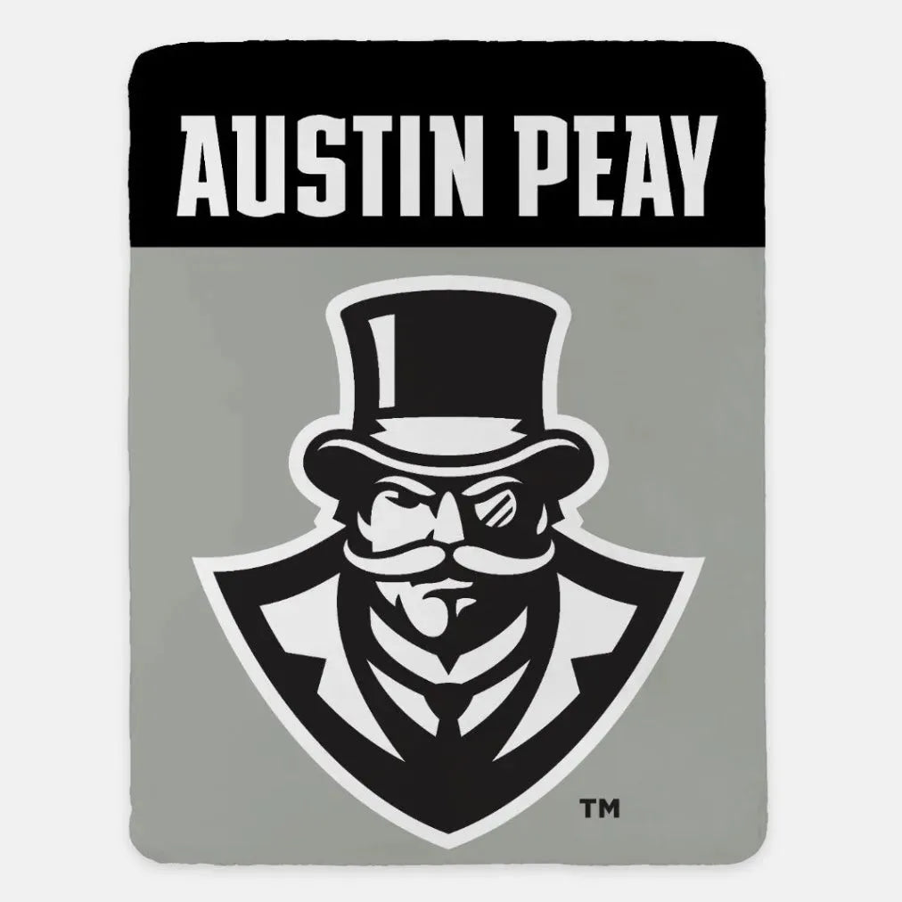 Austin Peay State University XL 60x80 Throw Blanket - Wide Band Silver Throw Blankets