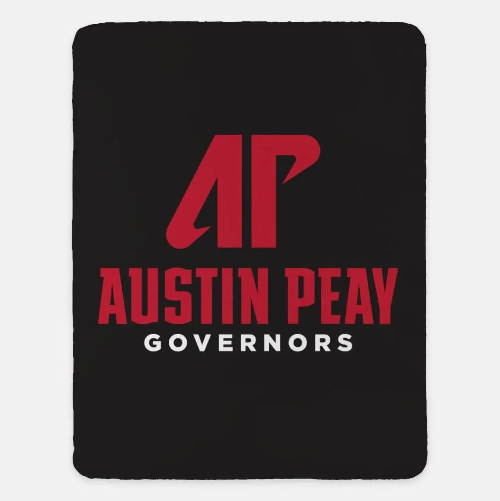 Austin Peay Blanket XL 60x80 Sherpa Throw Blanket - AP Traditional Black Throw Blankets