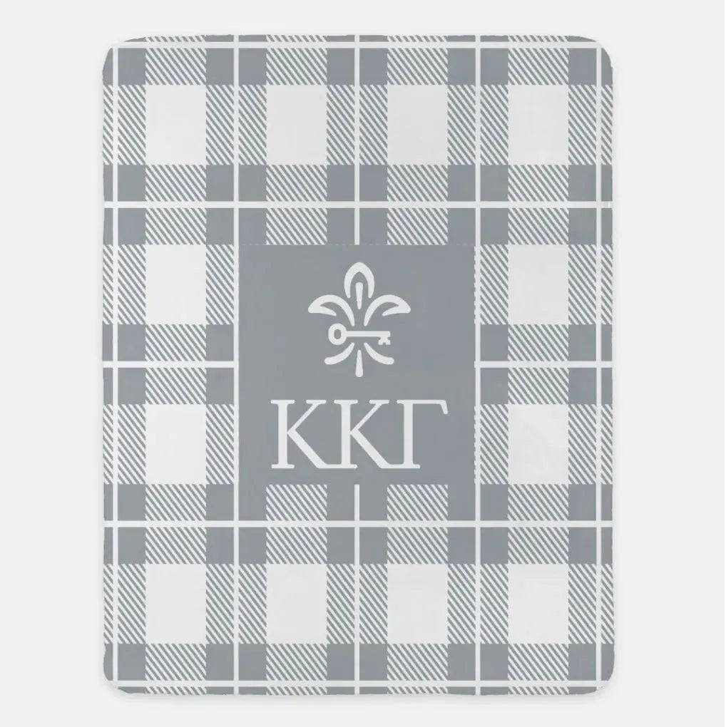Kappa Kappa Gamma XL 60x80 Plaid Blanket Silver Throw Blankets