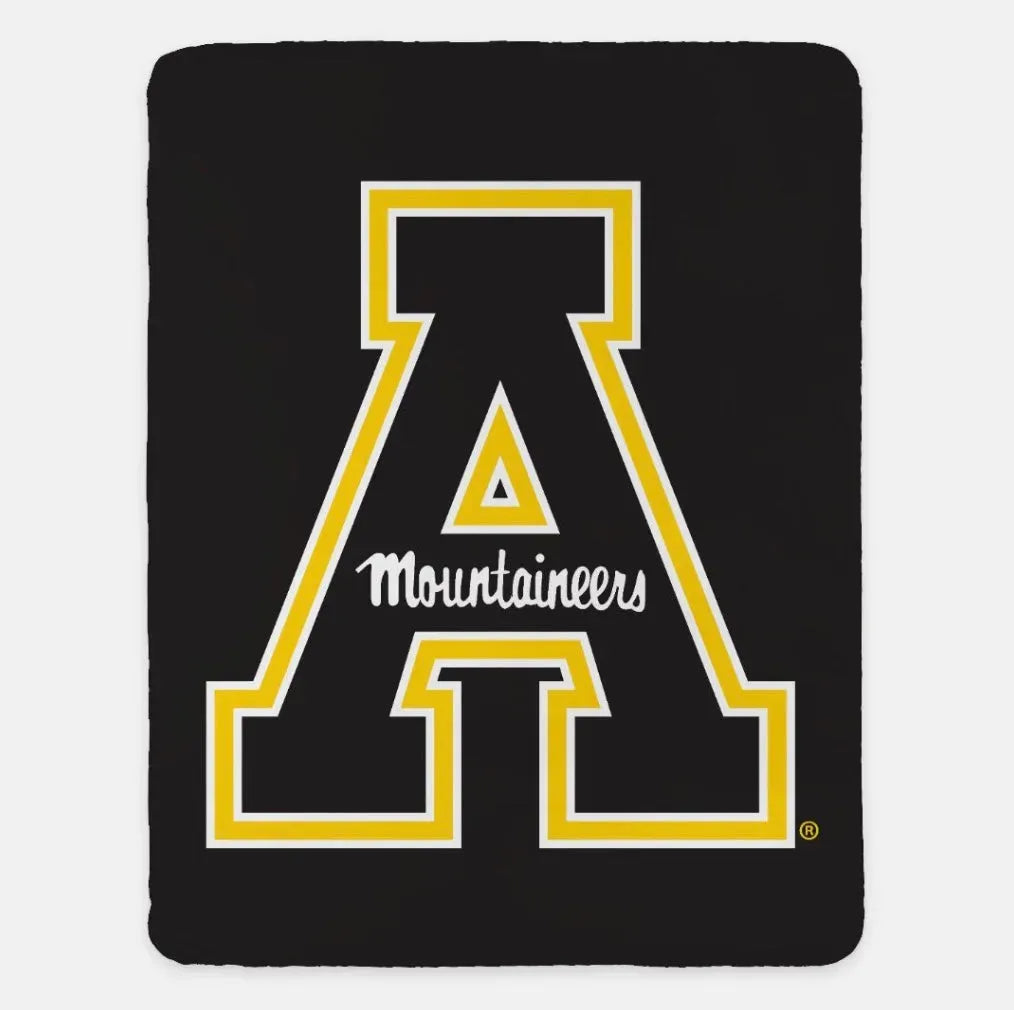 Appalachian State University XL 60x80 Blanket Black Full Color Throw Blankets