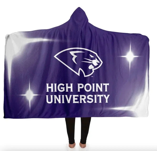 High Point University Hooded Sherpa Blanket - Panther Logo | Gifts | Festive Fit Home