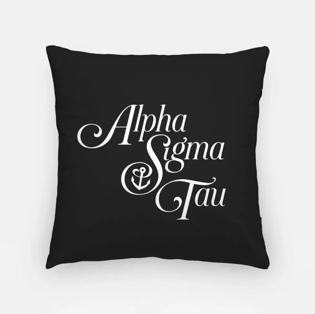 Alpha Sigma Tau 18" Traditional Throw Pillow Cover Black Pillow Covers